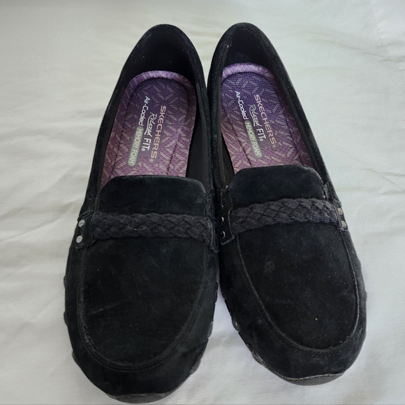 Skechers Suede Driving Loafers Black Slip On Shoes Women’s 9.5 - Picture 5 of 9